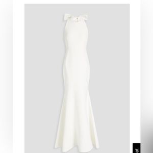 Rebecca Vallance Love-Bow embellished crepe gown. BLACK